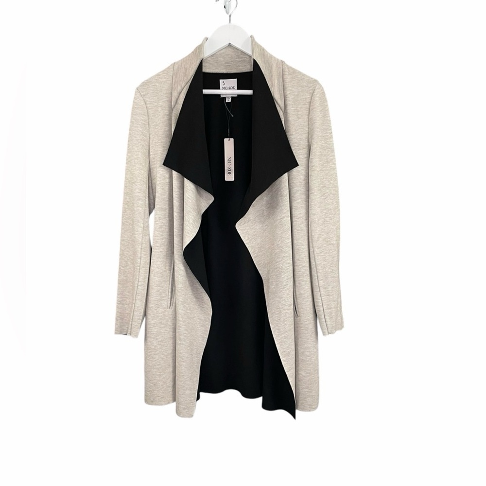 Nic+Zoe Lounge Around Draped Front Jacket Beechwood NWT - Picture 2 of 13